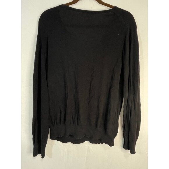 Long sleeve shirt sheer bunched up bust v-neck black no size tag large READ - Picture 4 of 7
